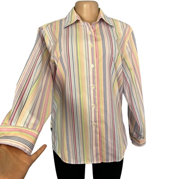 3/$30 🍂 Foxcroft Multicolor Striped Button Down Shirt - Picture 2 of 9